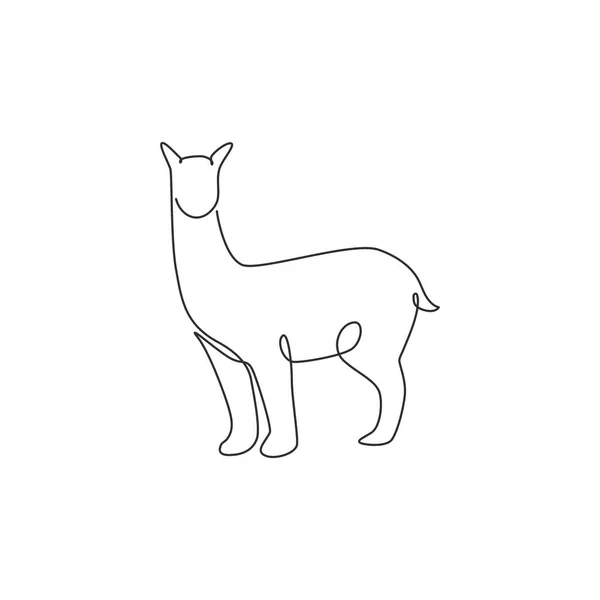 Único Desenho Uma Linha Alpaca Adorável Para Identidade Logotipo Empresa — Vetor de Stock