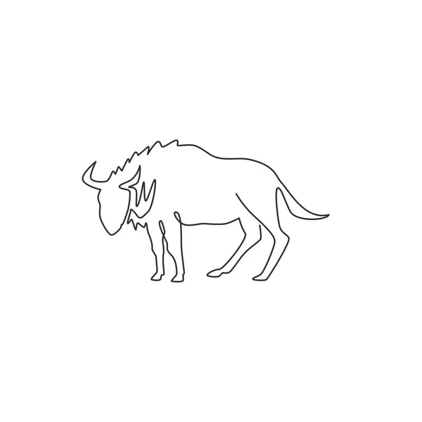 Único Desenho Uma Linha Gnus Arrojado Para Identidade Logotipo Fundação —  Vetores de Stock