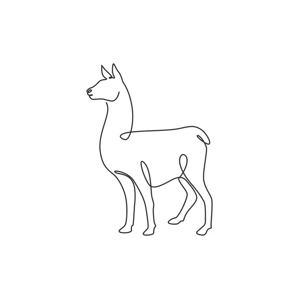 Singolo Disegno Linea Continua Alpaca Carino Identità Del Logo Aziendale — Vettoriale Stock