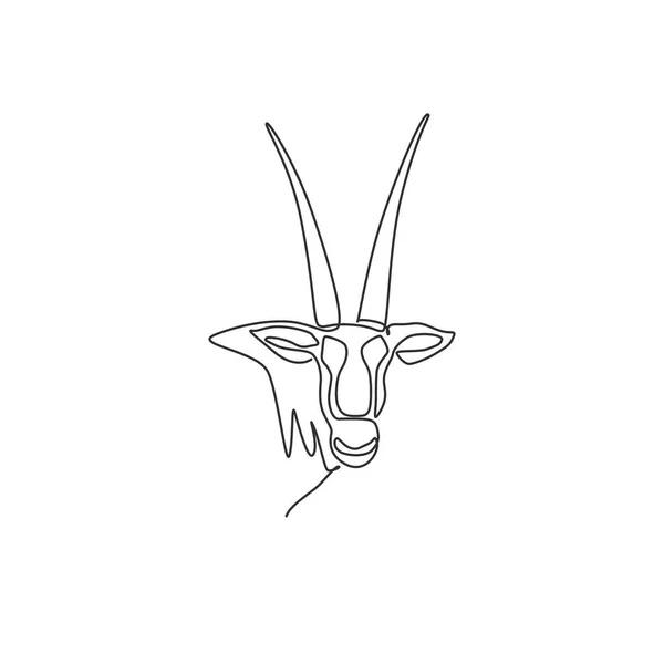 Μονό Σχέδιο Μιας Γραμμής Της Ανδρείας Oryx Κεφαλή Για Την — Διανυσματικό Αρχείο