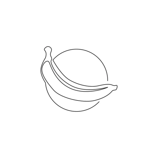 Jednoliniowy Rysunek Zdrowego Organicznego Banana Identyfikacji Logo Sadu Świeża Koncepcja — Wektor stockowy