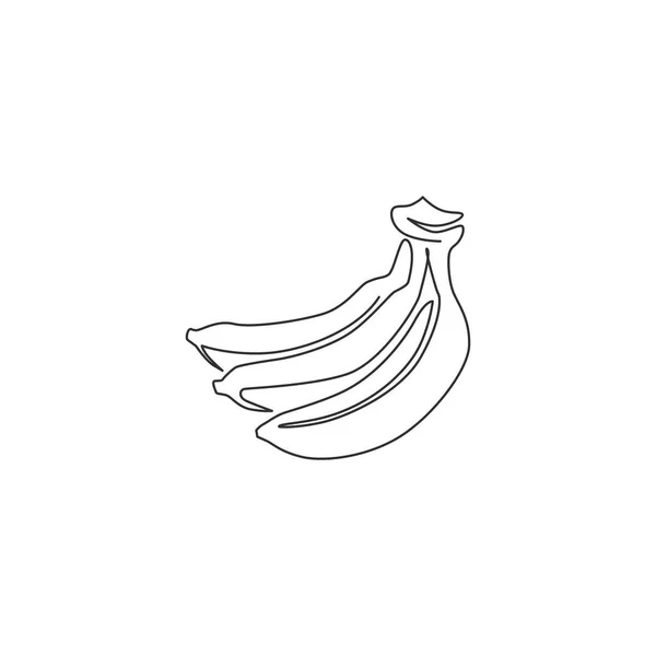 Pojedyncza Linia Ciągła Rysująca Całe Mnóstwo Zdrowych Organicznych Bananów Logo — Wektor stockowy