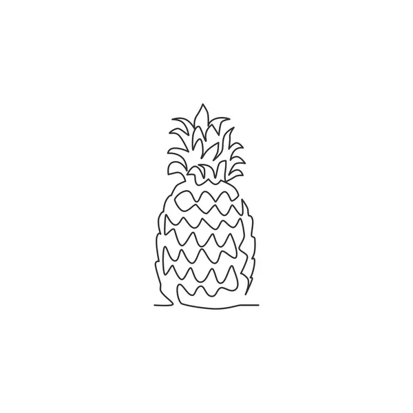 Ciągły Rysunek Zdrowego Organicznego Ananasa Identyfikacji Logo Sadu Koncepcja Świeżych — Wektor stockowy