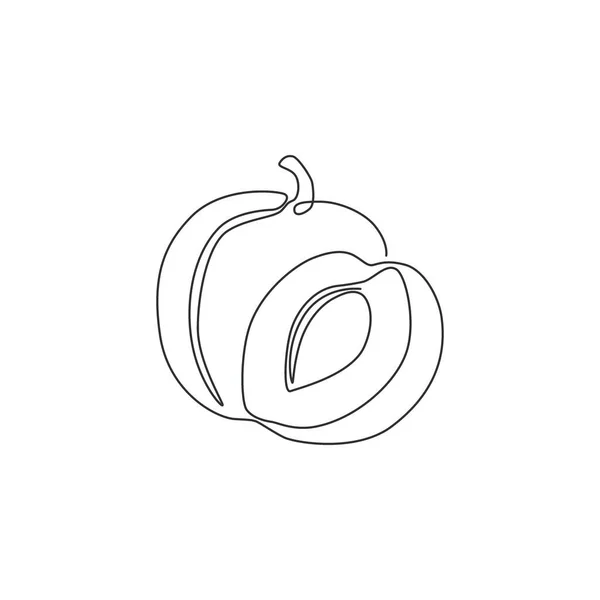 Meyve Bahçesi Logosu Kimliği Için Sürekli Çizilmiş Sağlıklı Organik Erik — Stok Vektör