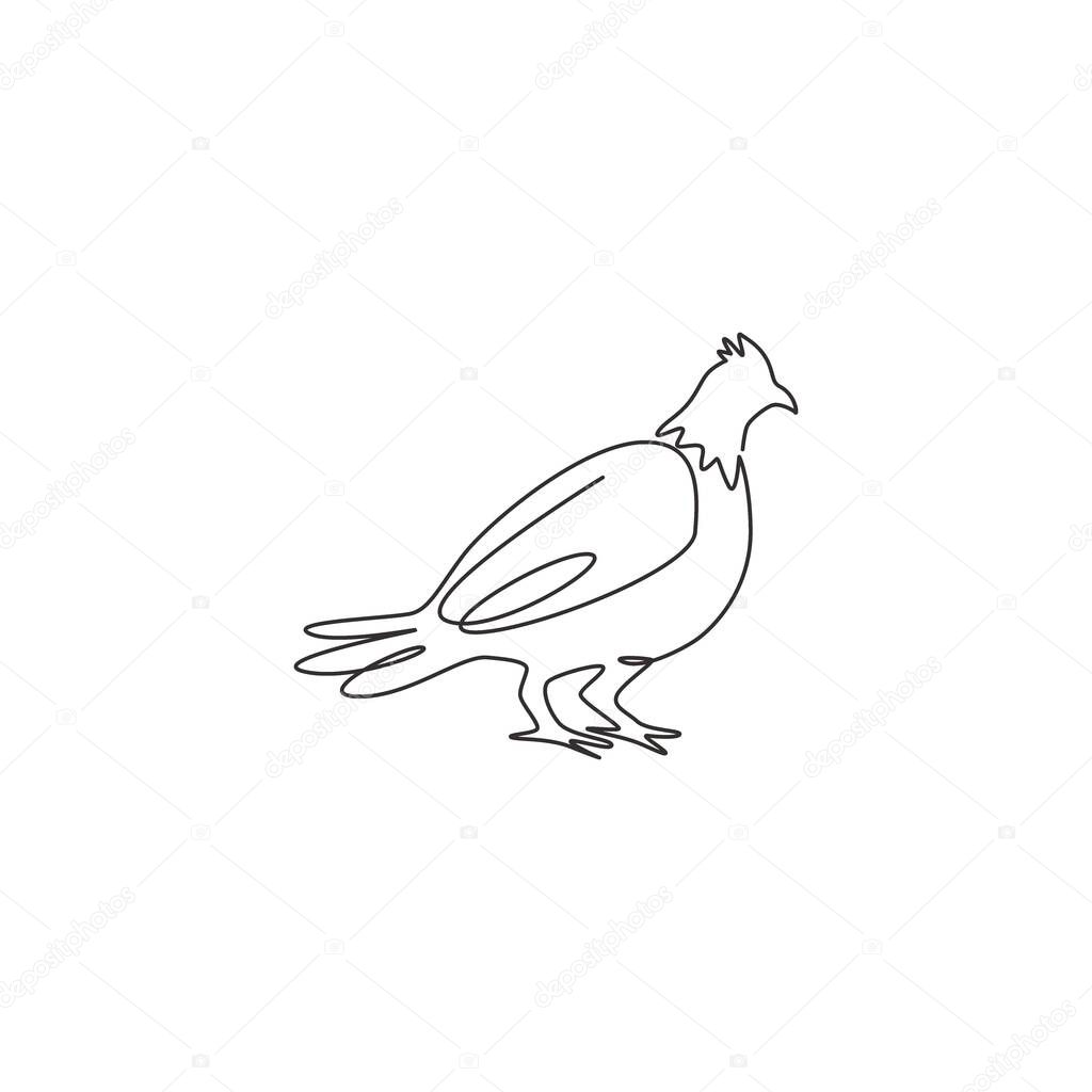 Single continuous line drawing of cute grouse bird for company logo identity. Game bird festival mascot concept for United Kingdom culture icon. Modern one line draw design vector graphic illustration