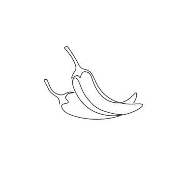 Çiftlik logosu kimliği için sağlıklı organik acı biber çizimi. Sebze ikonu için taze biber konsepti. Modern sürekli çizgi çizimi tasarım vektörü grafik çizimi