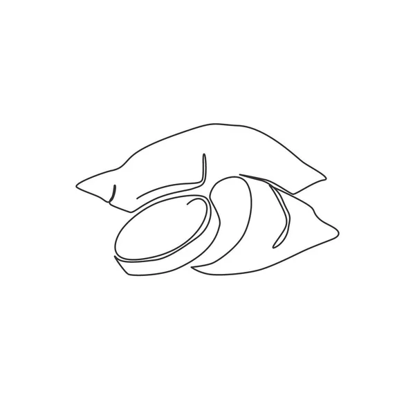 Один Безперервний Малюнок Цілої Здорової Органічної Солодкої Картоплі Фірмового Логотипу — стоковий вектор