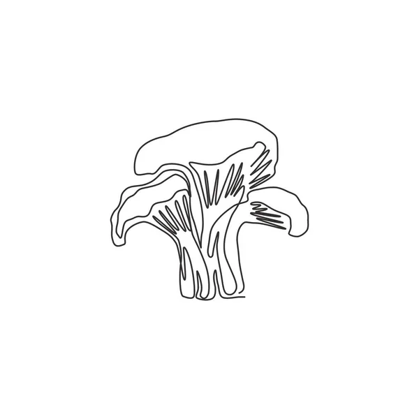 Dessin Ligne Continu Champignons Biologiques Sains Entiers Pour Identité Logo — Image vectorielle