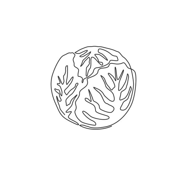 Один Сплошной Рисунок Целой Здоровой Органической Капусты Логотипом Фермы Концепция — стоковый вектор