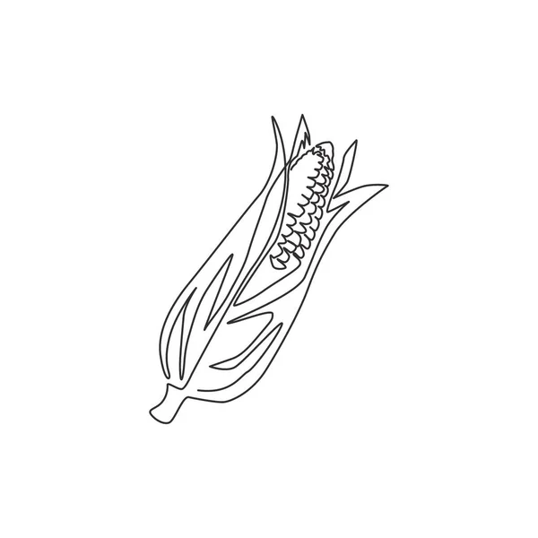 Jedna Jednořádková Kresba Celé Zdravé Ekologické Kukuřice Pro Identitu Loga — Stockový vektor