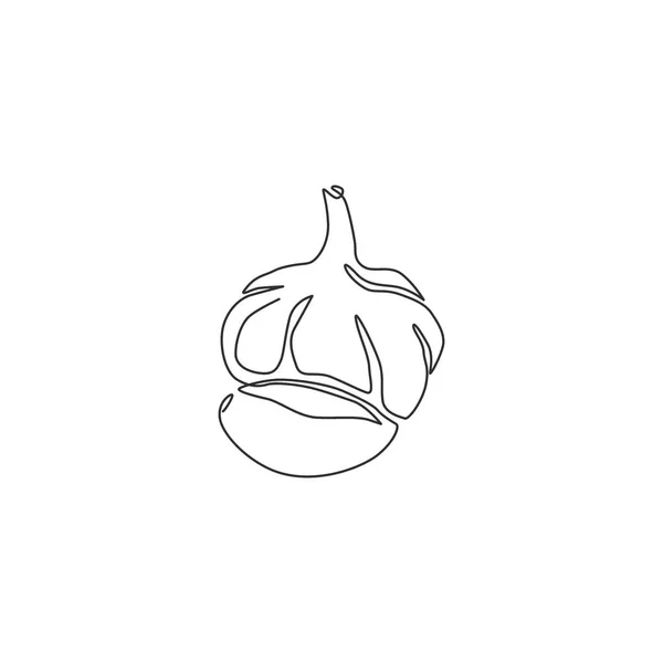 ファームロゴのアイデンティティのための全体の健康的な有機ニンニクの一本の線画 野菜のアイコンのための新鮮な食品調味料のコンセプト 現代の連続線画デザイングラフィックベクトルイラスト — ストックベクタ