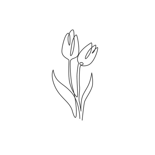 Seul Dessin Ligne Beauté Tulipe Fraîche Pour Logo Imprimable Décoratif — Image vectorielle