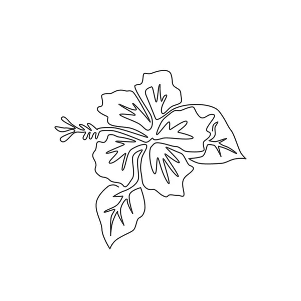 Dibujo Línea Continua Única Hibisco Fresco Belleza Para Logotipo Del — Vector de stock