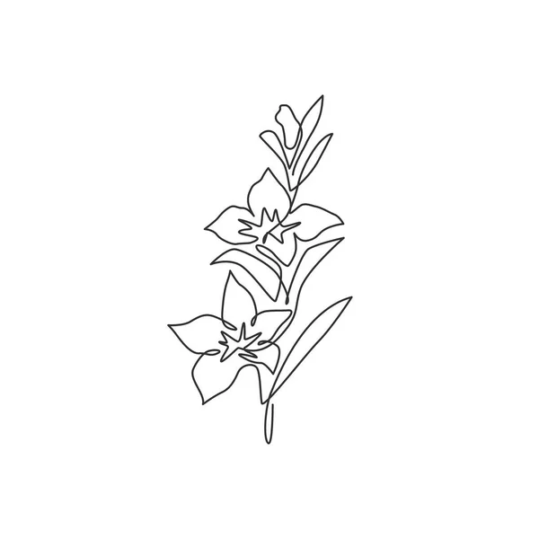 家の壁の装飾アートポスターのための美しさの新鮮な蘭の一本の線画 印刷可能な装飾蘭の花の概念 現代の連続線画デザイングラフィックベクトルイラスト — ストックベクタ