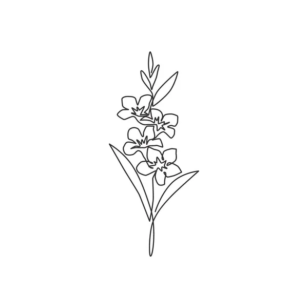Одноразовий Безперервний Малюнок Краси Свіжої Вічнозеленої Квітки Жасмину Домашнього Декору — стоковий вектор