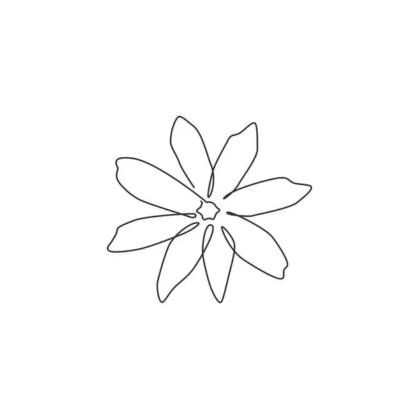 Ενιαία Συνεχή Γραμμή Σχέδιο Της Ομορφιάς Φρέσκο Αειθαλές Λουλούδι Γιασεμί — Διανυσματικό Αρχείο