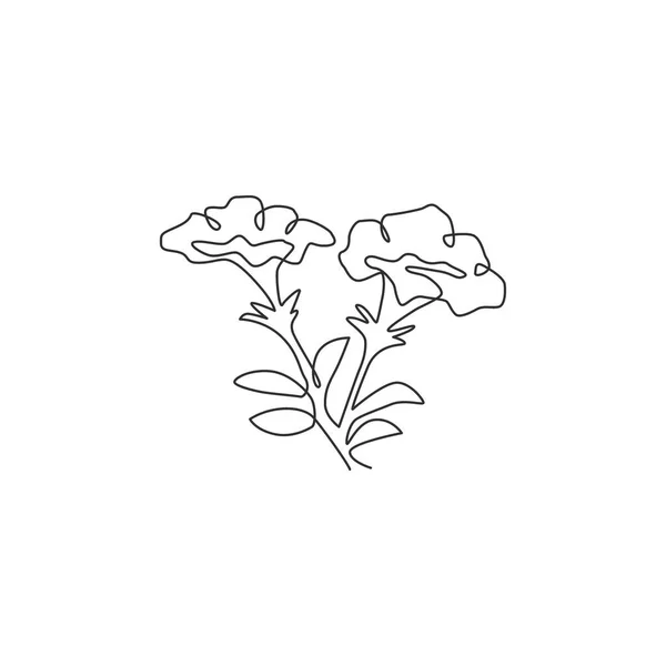 Единая Сплошная Линия Рисования Красоты Свежих Петуниоидных Логотипа Сада Печатная — стоковый вектор