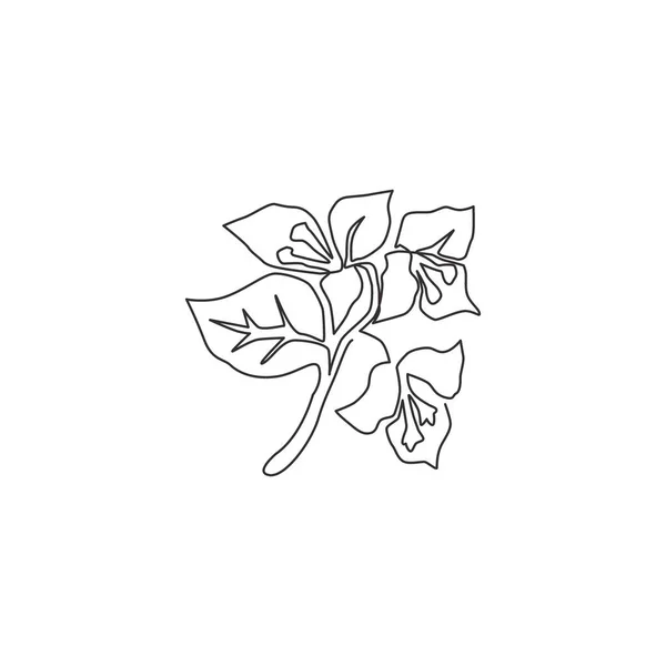 One Continuous Line Drawing Beauty Fresh Bougainville Home Wall Decor — стоковый вектор