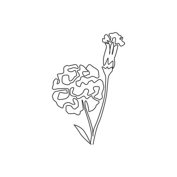 ガーデンロゴのための美しさの新鮮なカーネーションの単連続線画 家のポスターの壁の芸術の装飾のための印刷可能な装飾的なDianthus花の概念 モダンな1行の図面ベクトルのイラスト — ストックベクタ
