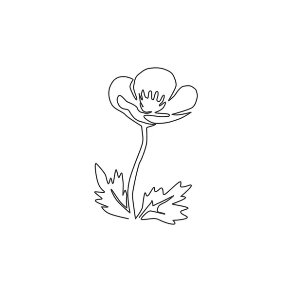 庭のロゴのための単一のライン図面の美しさ新鮮なビオラハイブリッド植物 ホームアートの壁の装飾ポスター印刷のための印刷可能な装飾的なパンジーの花 現代の連続線画ベクトル図 — ストックベクタ