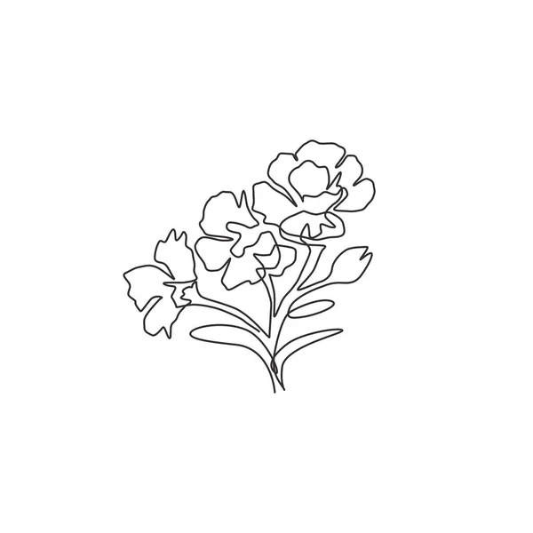 一个连续线条画的美丽新鲜的双子花为家墙艺术装饰招贴画 装饰甜杨柳花的概念为邀请卡 现代单行绘图设计矢量插图 — 图库矢量图片