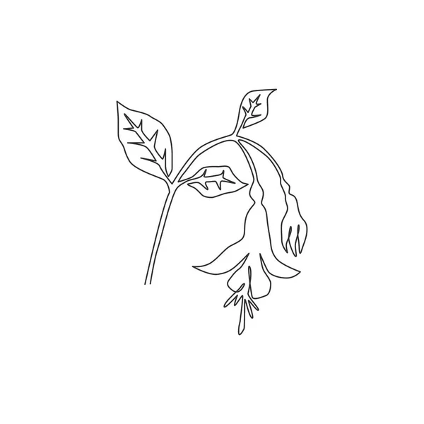 Una Sola Línea Dibujo Belleza Fresca Fucsia Para Logotipo Del — Vector de stock