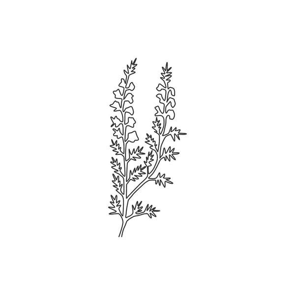 One Continuous Line Drawing Beauty Fresh Heather Home Decor Wall — стоковый вектор