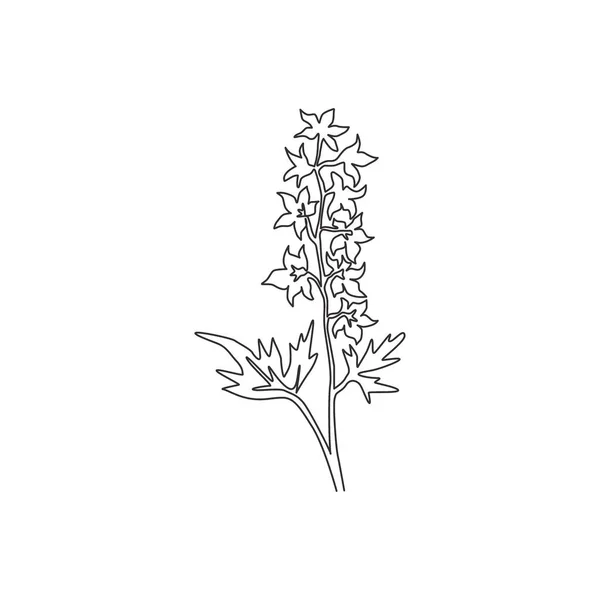 Ενιαία Γραμμή Σχέδιο Ομορφιά Φρέσκο Larkspur Για Λογότυπο Του Κήπου — Διανυσματικό Αρχείο