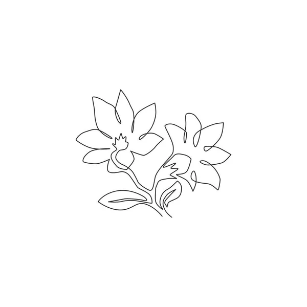 Pojedynczy Rysunek Linii Piękna Świeżego Magnoliaceae Logo Ogrodu Dekoracyjna Koncepcja — Wektor stockowy