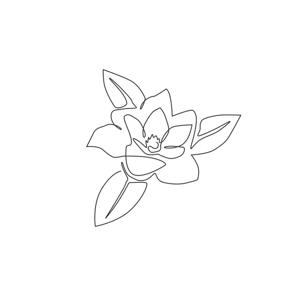 Jednoduchá Souvislá Kresba Krásy Čerstvé Magnoliaceae Pro Domácí Výtvarné Stěny — Stockový vektor