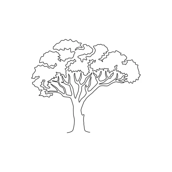 Eine Durchgehende Linie Zeichnung Schönheit Marula Baum Für Wanddekor Kunstplakat — Stockvektor
