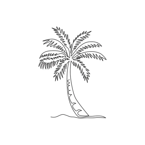 Single Continuous Line Drawing Coco Nucifera Decorative Coconut Palm Tree — Stock Vector