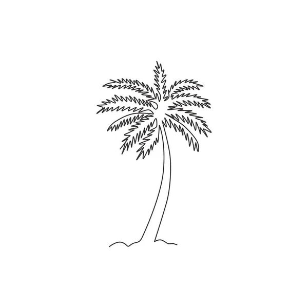 Ciągły Rysunek Kokosów Nucyfera Dekoracyjna Koncepcja Palmy Kokosowej Dla Logo — Wektor stockowy