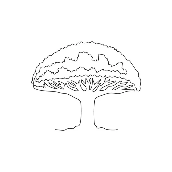 Pojedynczy Rysunek Jednej Linii Piękna Egzotycznego Smoczego Drzewa Socotra Dekoracyjny — Wektor stockowy