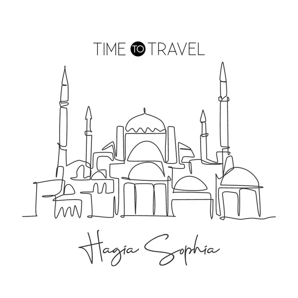 Egy Folyamatos Vonalrajz Hagia Sophia Mecset Világ Szépség Ikonikus Mérföldkő — Stock Vector