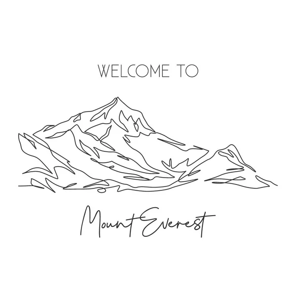 Eine Einzige Linie Zeichnet Das Wahrzeichen Des Mount Everest Himalaya — Stockvektor