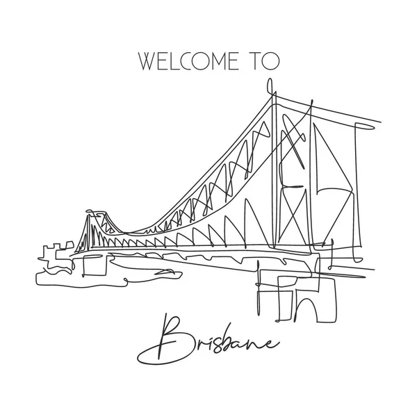 Egyetlen Folyamatos Vonalrajz Story Bridge Mérföldkő Gyönyörű Híres Hely Brisbane — Stock Vector