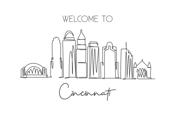 Seul Dessin Cincinnati City Skyline Ohio Paysage Urbain Historique Meilleure — Image vectorielle