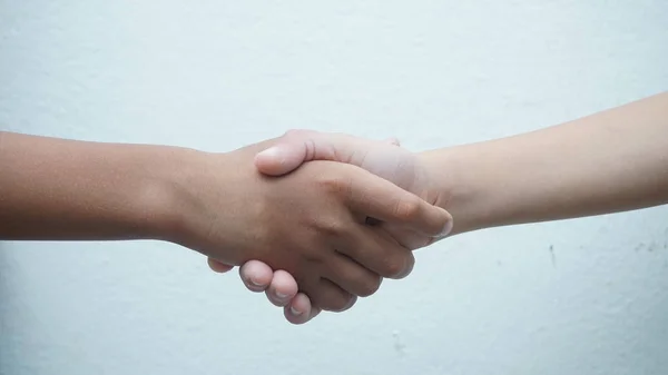 Shaking Hands Two Male Isolated White — Stock Photo, Image