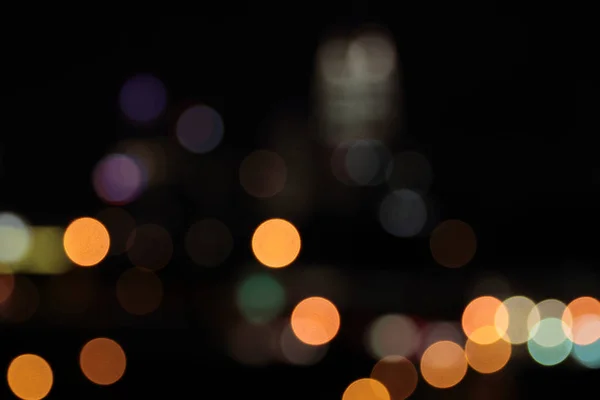 Nuit Ville Lampadaires Fond Bokeh — Photo