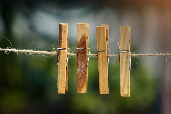 Clothes Pegs Blurry Background Vintage Editing — Stock Photo, Image