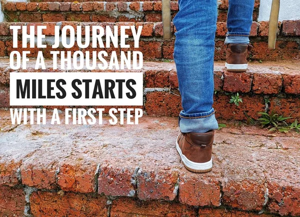 Motivational Quotes Background Kid Climbing Stairs — Stock Photo, Image