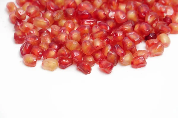 Close Pomegranate Seeds White Background — Stock Photo, Image