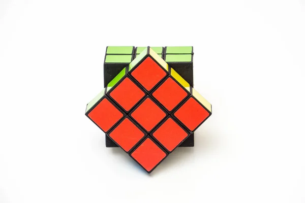 Colorido Cubo Rubik Aislado Sobre Fondo Blanco —  Fotos de Stock