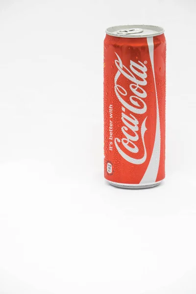 Coca Cola Vermelha Pode Isolado Fundo Branco — Fotografia de Stock