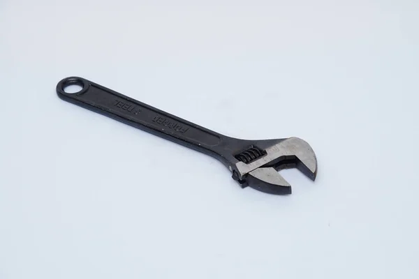 Metall Schwarzer Schlüssel Isoliert Auf Weißem Hintergrund — Stockfoto
