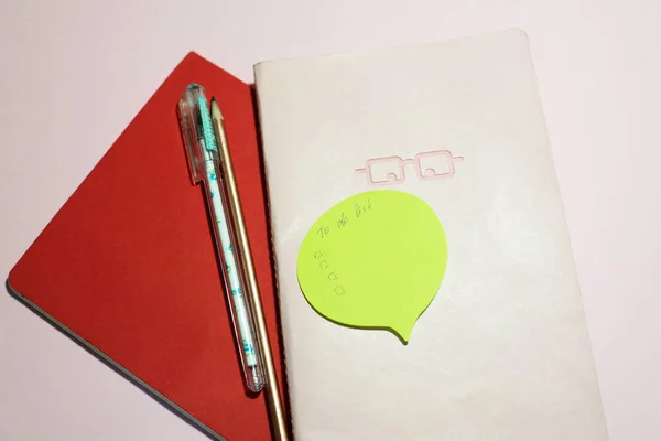 Red Pink Notebook Pink Background — Stock Photo, Image