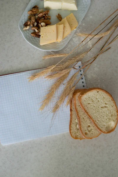 Saucen Brot Butter Eier Bereiten Wir Das Frühstück — Stockfoto