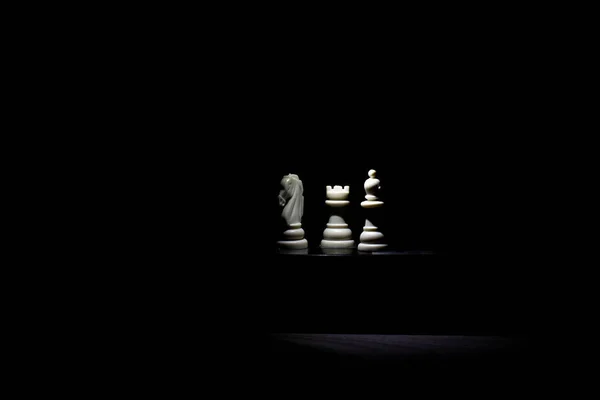 Шахматные Фигуры Черном Фоне — стоковое фото