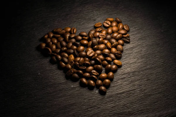 Grãos Café Forma Coração — Fotografia de Stock